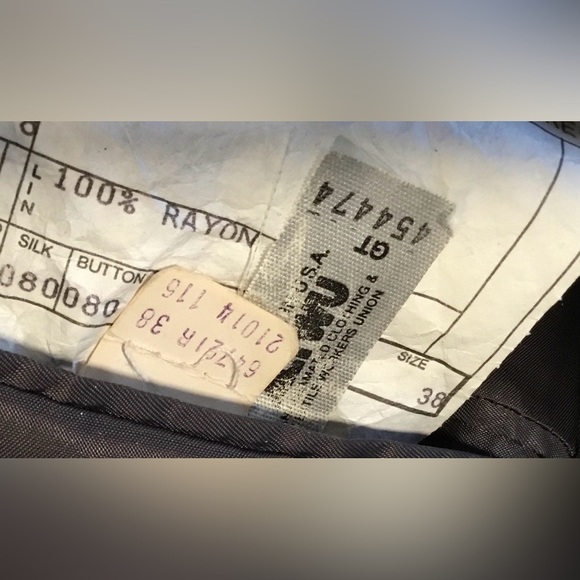 Dayton’s Men’s Suit Jacket Blazer, Green/Brown w/Burgundy Stripe, Wool; Size 38 - Picture 6 of 9